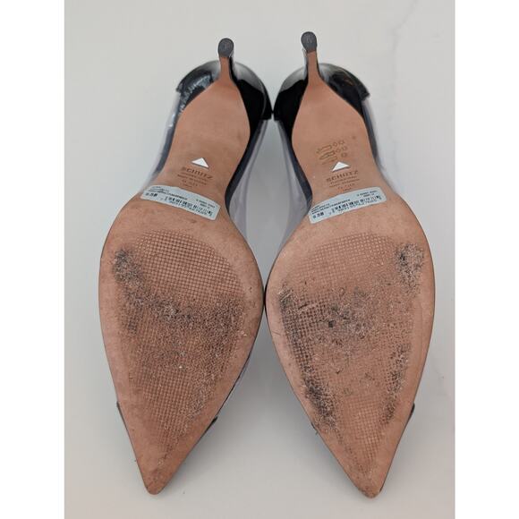 Schutz Cendi Pointed Toe Stiletto Heels Size 9.5 Patent Leather Clear Party Chic - Picture 9 of 9